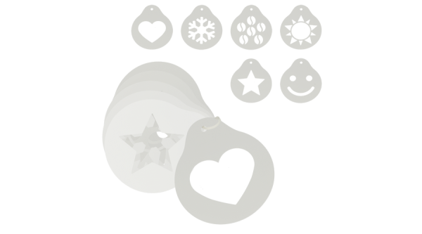 6 részes műanyag Metaltex kávé díszítő sablon készlet