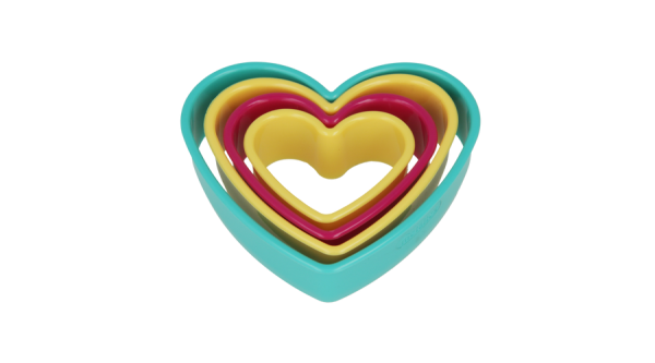 Metaltex 4 részes műanyag szív alakú süti kiszúró készlet