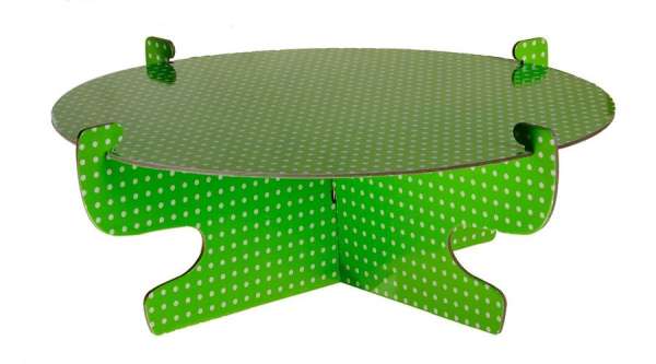 Zöld fehér pöttyös karton torta állvány