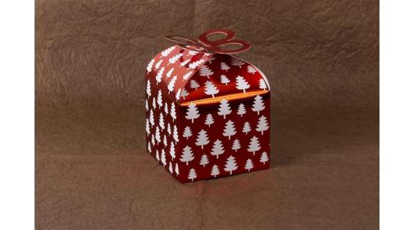 Karácsonyi Ajándék Doboz 9x9 cm - Piros, 2 db, Összehajtható