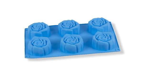 Szilikon muffin forma – 6 darabos, rózsa bimbós mintával