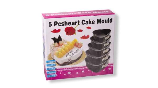 5 részes szív alakú kapcsos tortaforma készlet
