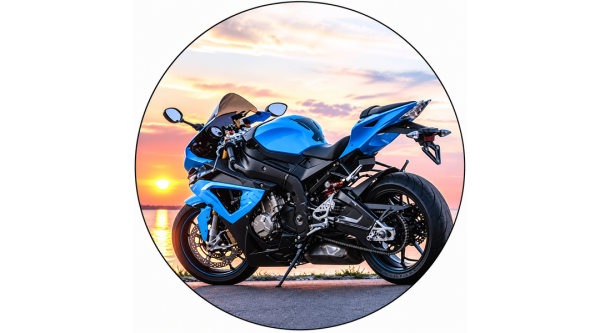 Kék motor a naplementében – 20 cm-es motoros tortaostya