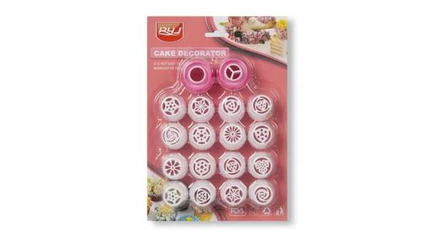 18 részes műanyag orosz díszítőcső készlet sima és osztott habzsák csatlakozóval