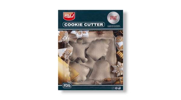 Karácsonyi Sütikiszúró Készlet – 4 Fém Forma: Mézi, Muffin, Fenyőfa, Harang