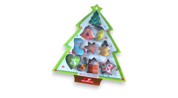 10 részes karácsonyi süti kiszúró készlet – mézeskalács formák fém kivitelben