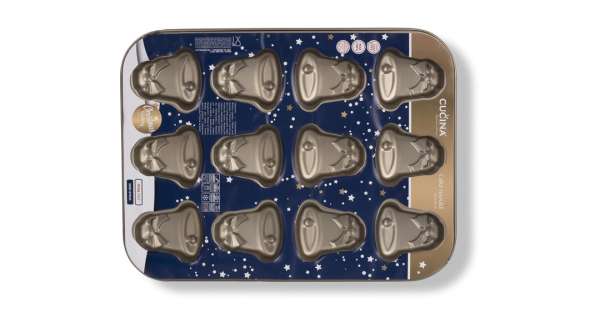 Csengő alakú 12 adagos karácsonyi muffin sütőforma