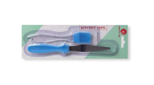 Szilikon ecset és hajlított spatula készlet – 2 darabos tortadíszítő szett