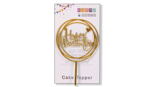 Arany szíves Happy Birthday tortadísz