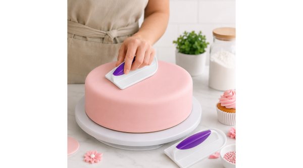 Fondant simító műanyag, lekerekített - tökéletes sima felület minden tortán