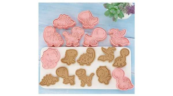 8 részes dinós sütemény kiszúró és mintázó készlet