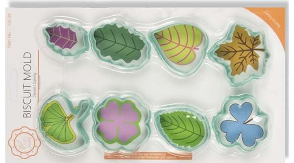 Levél formájú süti kiszúró készlet – 8 részes, tartós műanyag
