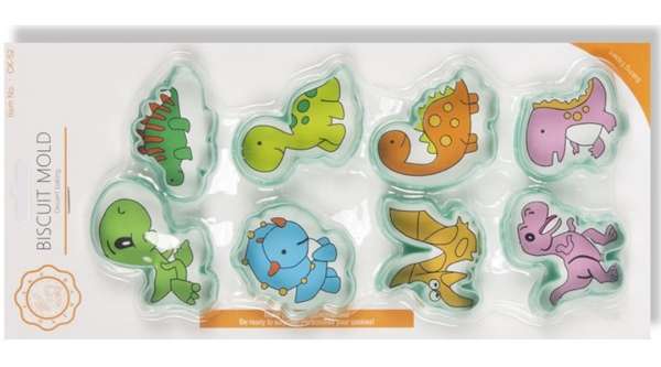 Dinó Sütikiszúró Készlet – 8 db Műanyag Kiszúró, Sütéshez és Dekoráláshoz