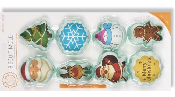 Karácsonyi süti kiszúró készlet - 8 db műanyag forma (Tökéletes édességekhez)