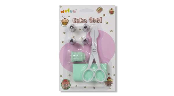 Komplett Tortadíszítő Eszköz Készlet, 7 Részes – Habzsák és Díszítőcső, Ollóval