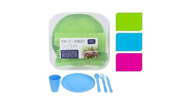 Műanyag piknik készlet dobozban