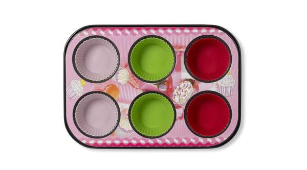 6 adagos tapadásmentes muffin sütőforma szilikon kapszlikkal