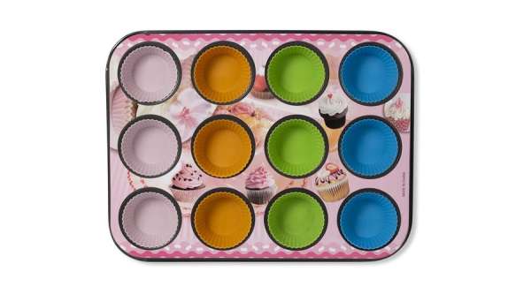 Muffin Sütőforma, Tapadásmentes – 12 Db Szilikon Muffin Kapszlival