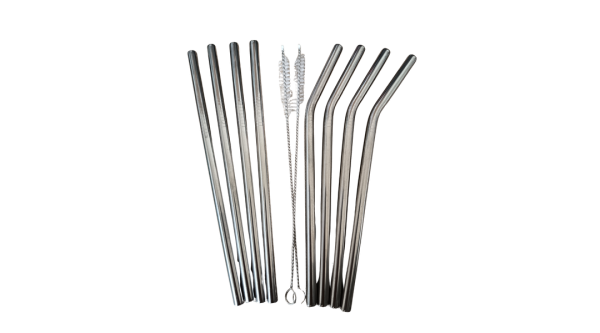 8 db 20 cm-es acél szívószál készlet