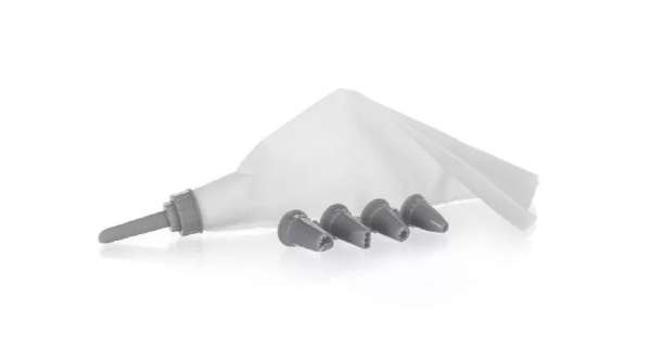 Műanyag habzsákos tortadíszítő szett 5 díszítőcsővel