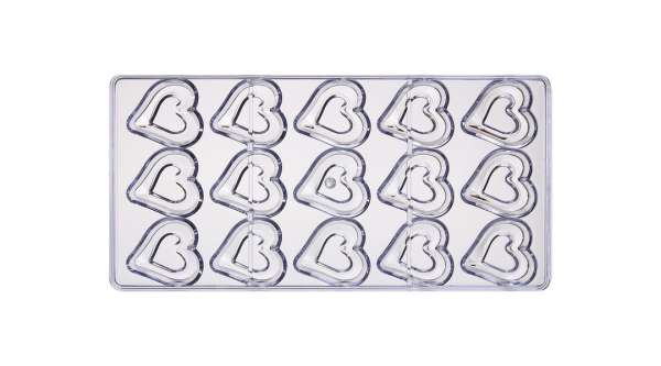 15 Adagos Szív Bonbonforma – Polikarbonát Prémium Minőség