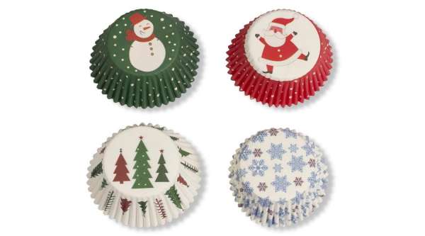 100 db-os karácsonyi muffin papír 4 különböző mintával