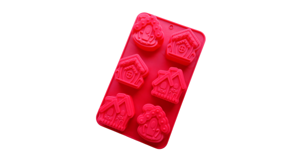 Karácsonyi házikók szilikon sütőforma 6 adagos