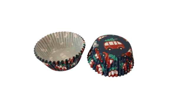 Autó mintás karácsonyi muffin papír 100 db