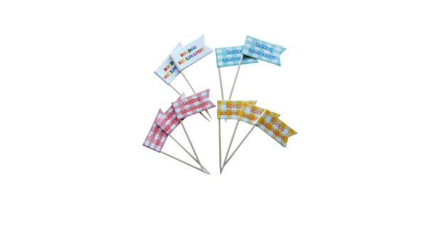 10 db Boldog szülinapot feliratos zászló beszúró tortadísz