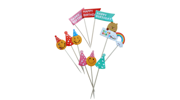 11 db-os vidám szülinapi muffin díszítő pálcika szett