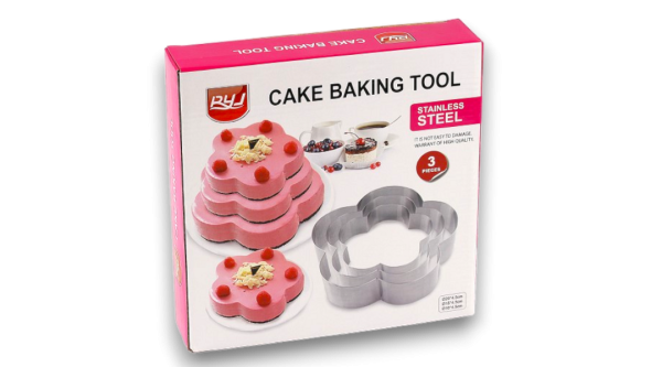 3 részes virág alakú tortakeret készlet