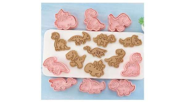 8 részes dinoszauruszos sütemény kiszúró és mintázó készlet