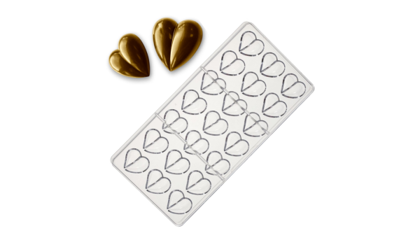 21 adagos vágott szív alakú polikarbonát bonbon forma