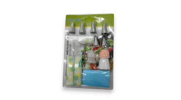 12 részes díszítőcsőkészlet szilikon habzsákokkal, virágszöggel, csatlakozókkal