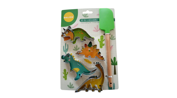 5 részes süti kiszúró szett szilikon spatulával - dinoszaurusz