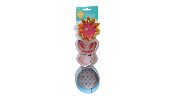 3 részes virág, nyuszi és tojás alakú süti kiszúró készlet