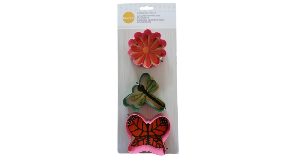 3 részes virág, szitakötő és pillangó alakú süti kiszúró készlet