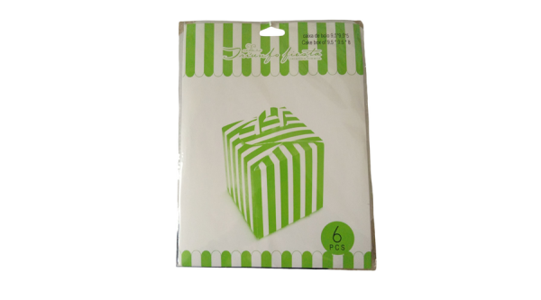 6 db zöld csíkos sütis doboz 9*9*8 cm