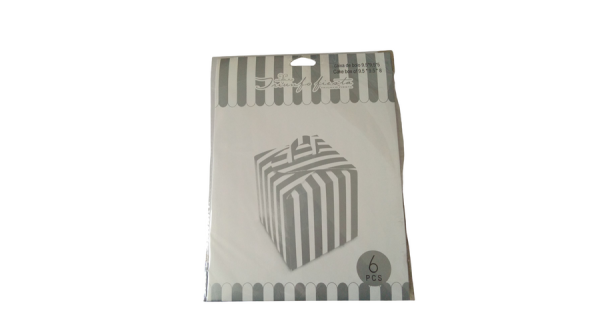 6 db ezüst csíkos sütis doboz 9*9*8 cm