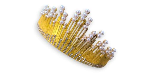 Jégkirálynő korona tortadísz, arany színű 