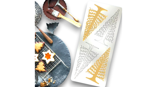 Fenyőfa alakú csoki dísz  készítő szilikon forma, 4 adagos