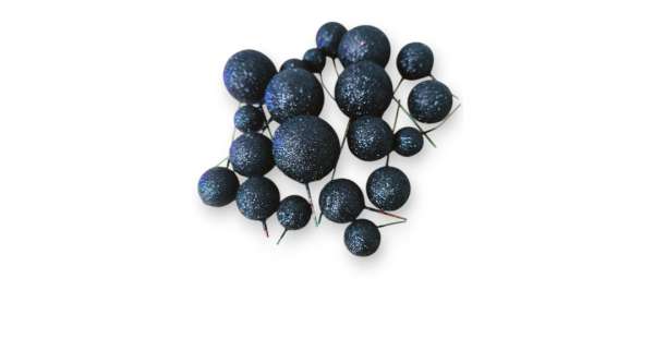 Fekete csillámos gömbdekoráció tortára, beszúró 