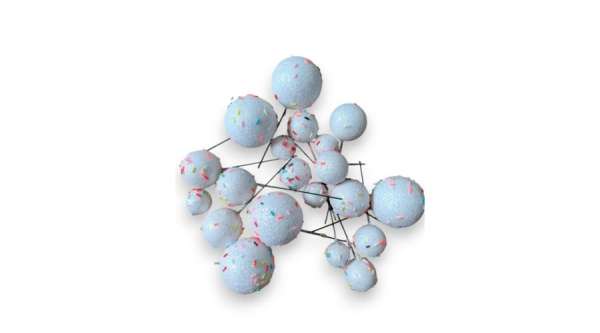 Fehér csillámos gömbdekoráció tortára, beszúró