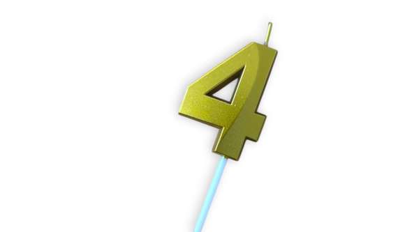 Számgyertya 4, arany színű