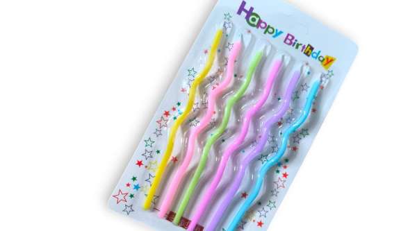 6 db színes csavart tortagyertya 14 cm