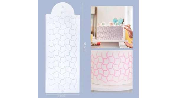 Tortastencil hullámos négyzetek 35*15 cm, műanyag