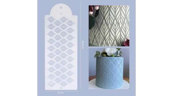 Tortastencil 7 ágú levél mintás 35*15 cm, műanyag