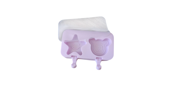 Csillag és maci mintás szilikon jégkrém forma 50 db pálcikával