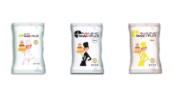 Smartflex fondant massza csomag tortadíszítéshez (fehér, fekete, sárga)