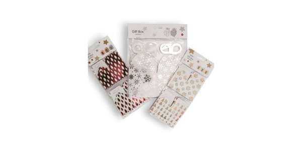 Karácsonyi ajándékdoboz készlet piros, ezüst, -aranyszínű